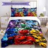 Set copripiumino 3 pezzi (1*Copripiumino + 2*Federe, Senza Nucleo), Set Biancheria da Letto Morbido Stagione Unica con Stampa dei Mighty Morphin Power Rangers, Decorazione Camera da Letto