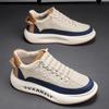 Scarpe Casual da Uomo alla Moda Primavera Autunno Contrasto di Colore Rialzate Scarpe da Skateboard con Fasce alla Moda Stivali da Esterno di Alta Qualità Stile Britannico