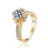 Fine Jewelry Flower Shape GRA Certificate 1Ct VVs1 Moissanite S925 Sterling Silver Gold Plated Engagement Wedding Ring for Women