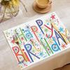 Birthday Theme Linen Placemats Colorful Letter Print Party Table Decoration Desktop Anti-fouling Insulating Protective Mat
