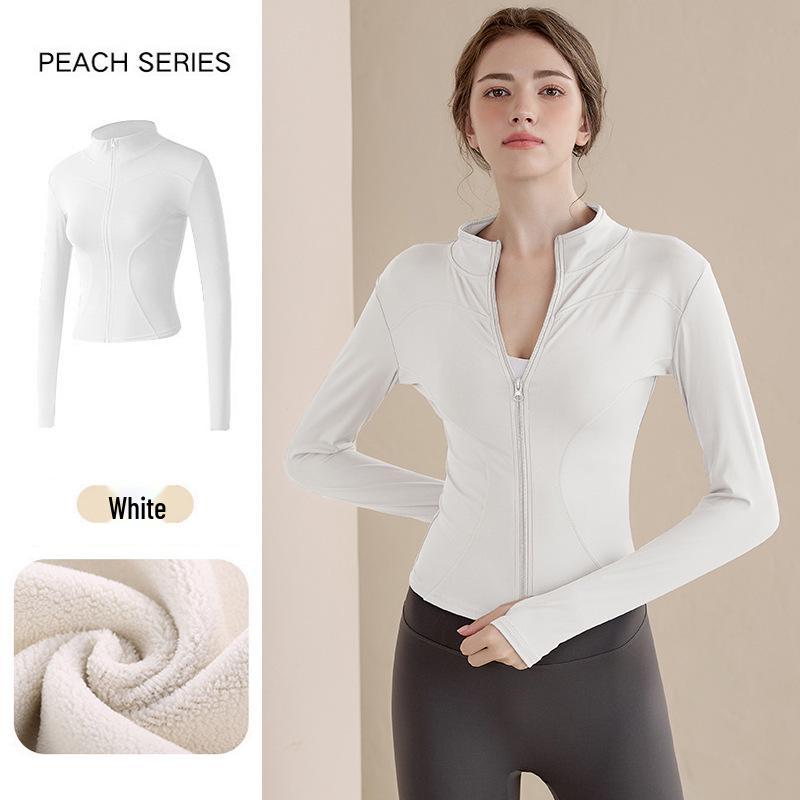 2025 Women s Winter Velvet Stand Collar Yoga Cardigan: Warm Zippered Sportswear Top for Running L