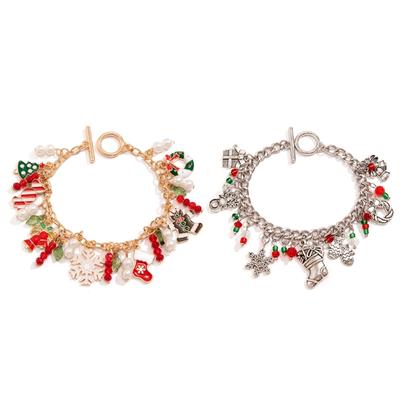 Weihnachts-Schneeflocken-Armbänder Bunte Weihnachtsarmbänder mit festlichen Baum- und Glockendesigns für Zusammenkünfte