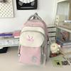 Simple Blocked Color Letter Rabbit Ear Decoration Student Casual Backpack
