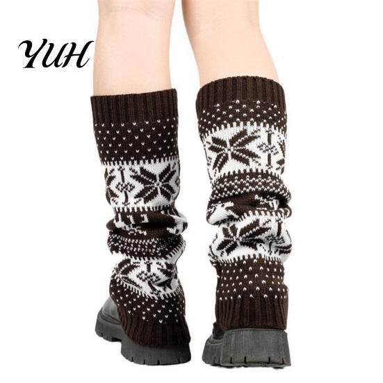 Holiday Gift for Her Christmas Knitted Leg Warmers Women, Soft Ribbed Boot Socks with Elastic Leggings Winter Snowflake And Deer Patterns, Thermal