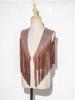 Children‘s Cowboy Fringed Vest Sparkling Rhinestones Sleeveless Open Front Waistcoat for Stage Performance Rodeo Party