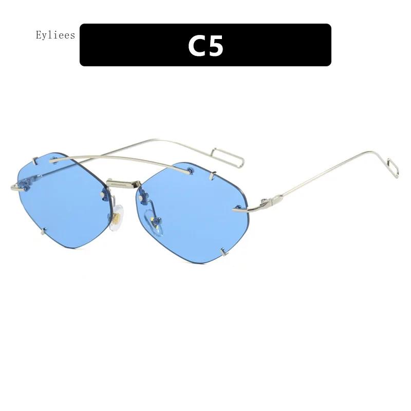 

Vintage Retro Oval Alloy Metal Sun Protection Glasses Men Adults Women Adults Steampunk Frameless Polygon Eyewear Women Adults Designer Fashionable