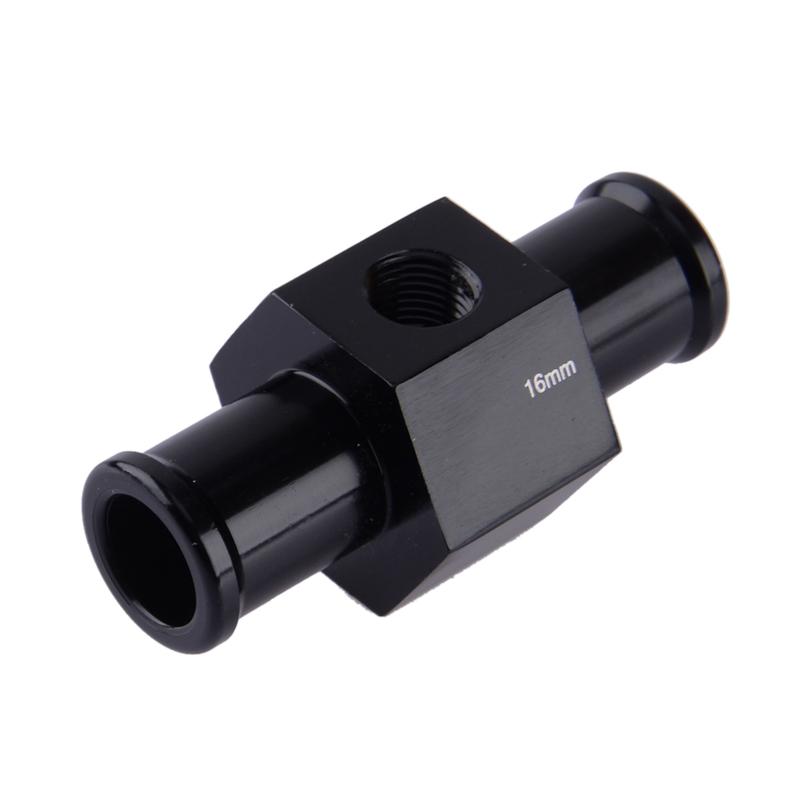 16mm Black Car Water Temp Temperature Gauge Sensor Joint Pipe Radiator Hose Adapter 1/8'' NPT With Clamp