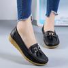Autumn mother shoes single shoes women's flat bottom women's Doudou shoes genuine leather flat heel soft sole leather shoes large size women's shoes