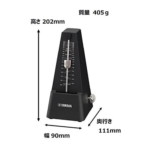 Yamaha MP-90BK Metronome, Black. Features a classic triangular pyramid design, a matte finish to resist fingerprints, and a spring-driven mechanism.