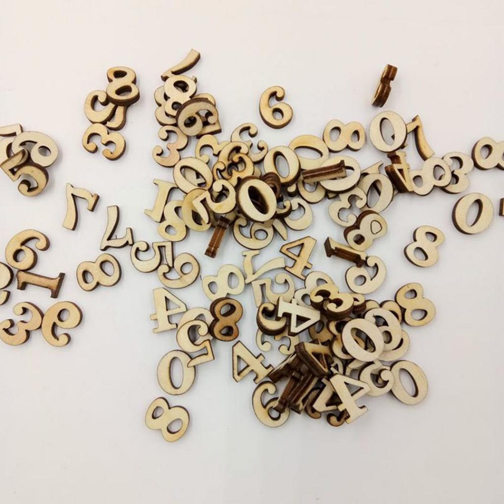 100 Pcs Mixed Wood Alphabet Letters Numbers Button DIY Craft Sewing Scrapbooking