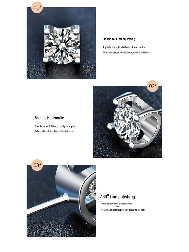 Elegant Bull Head Diamond Stud Earrings: D Color Moissanite In S925 Sterling Silver with PT95 Platinum Plating