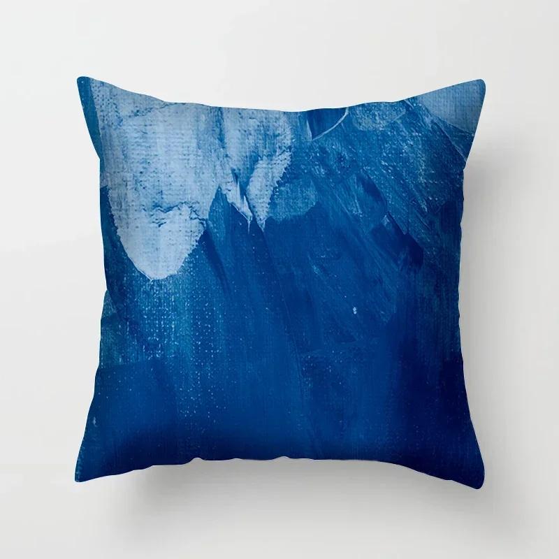1Pcs Blue Pattern Cushion Cover Polyester 45*45Cm Pillowcase Cojines Decorativos Para Bedroom Sofa Home Decor Pillow Cover