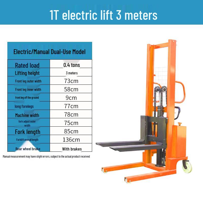 Manual and Electric Hydraulic Stacker: 1-2 Ton Capacity Forklift & Lifting Truck