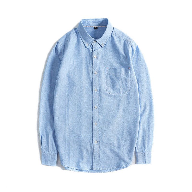 Clothing Factory Balance Cargo with Logo Cut Off Oxford Woven Shirts Men's Long Sleeves Pure Cotton Silm Hong Kong Style Japanese Style Shirt Coat