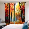 2PCS Digital Print Curtains, Oil Painting Autumn Forest, Art Vintage