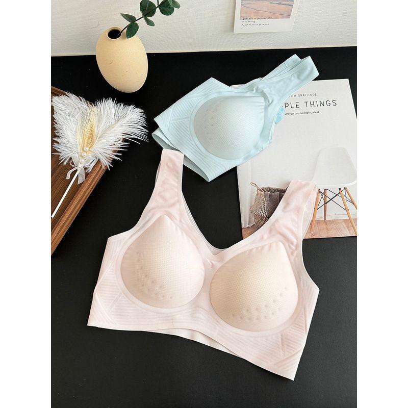 Summer Jelly Strip Bra with Cool Cups, Breathable Ultra-Thin Vest-Style, Naked-Feel Quick-Dry Underwear for Women, Minimizes Large Busts, Wireless