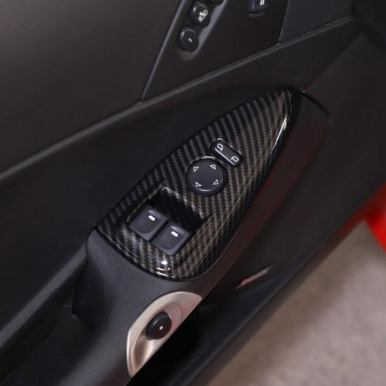 Carbon Fiber ABS Window Glass Lift Buttons Frame Trim For Corvette C6 2005-2013