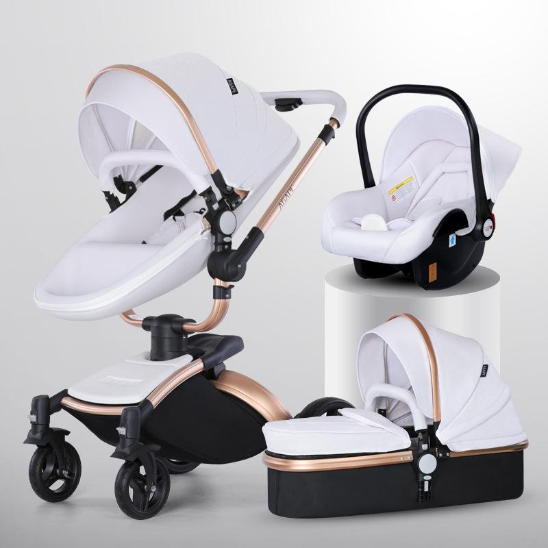 360° Rotating Baby Stroller: High View, Reclines, Foldable, Shock-Absorbing Eggshell Design