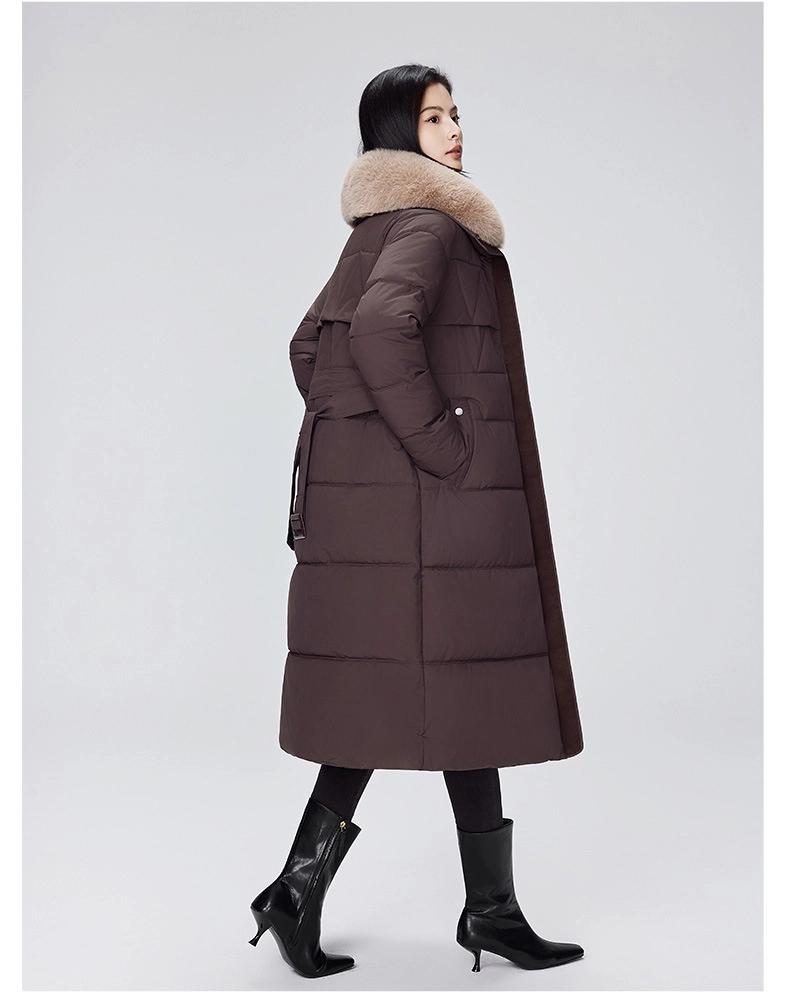Women’s Long Fur Lapel Windproof Thicken Warm Winter Jacket