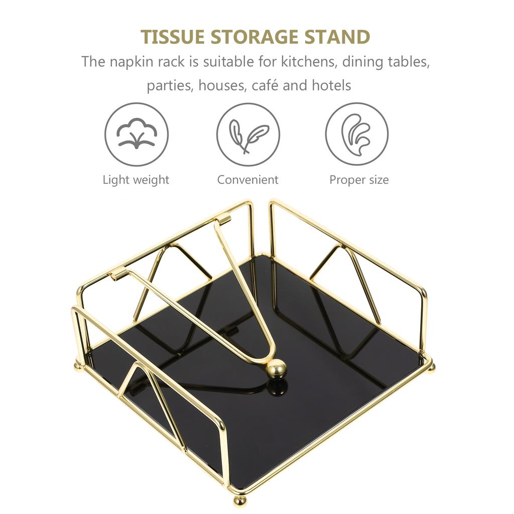 Acrylic Base Tissue Box Iron Storage (gold) Decor Square Napkin Holder Table Stand Napkins Wrought Modern Cocktail for