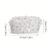 Sweet Floral Cosmetic Bag for Women - Pink Rose Design with Ruffled Edges & Ribbon Bow, Cute Makeup Bag, Playful Aesthetic