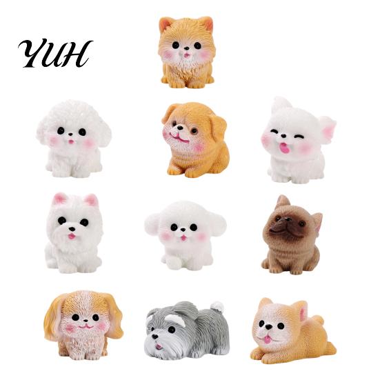 Micro Landscape Accessories 2Pcs Mini Dog Figurines, Cute Resin Puppy Miniature Animal Figures, Small Cat Ornaments for Landscape, DIY Crafts, Desktop