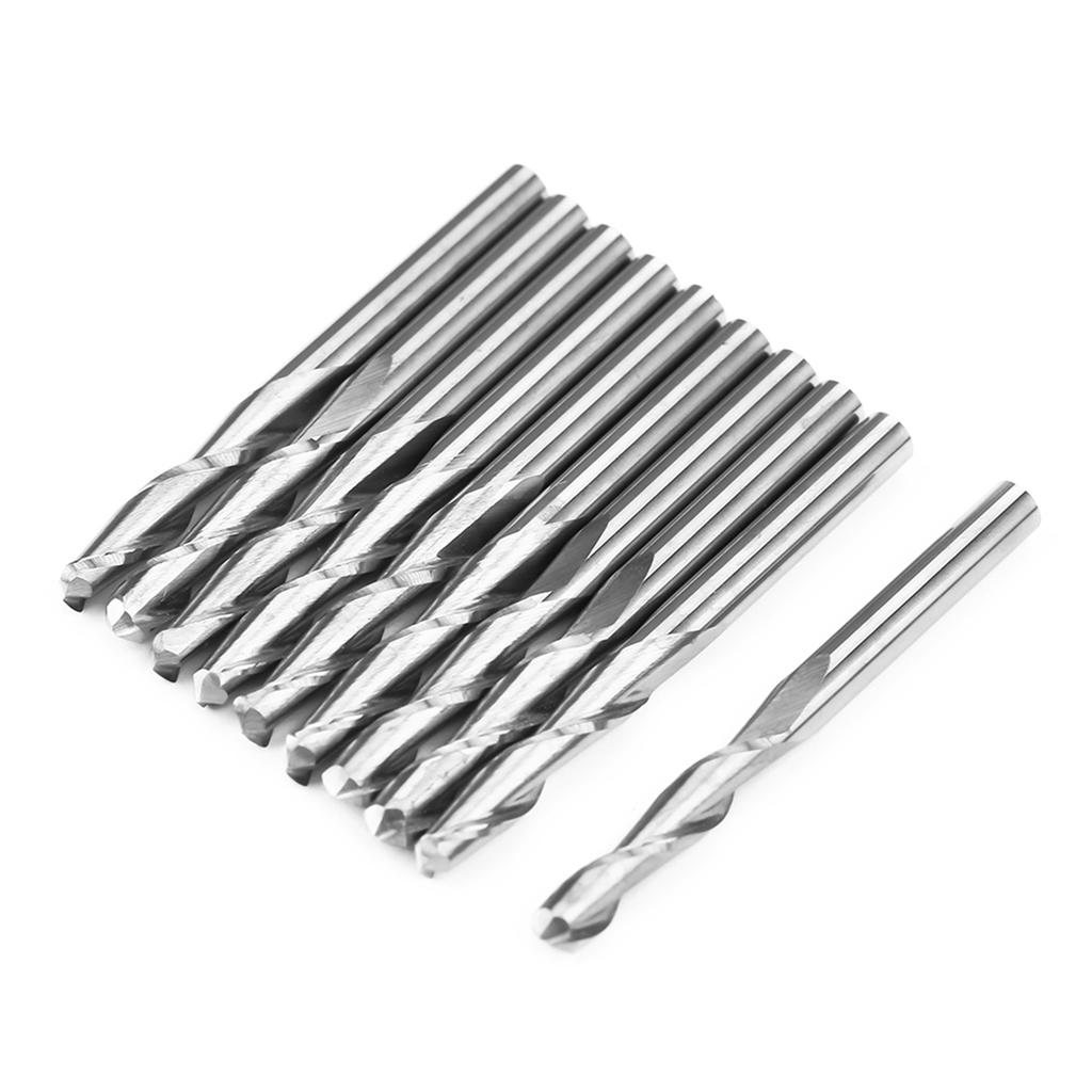 10PCS 3.175 X17mm Double Flutes Carbide Ball Nose End Mills CNC Bits