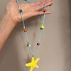 Dopamine color ceramic love hand-woven beaded necklace women's seaside vacation style long sweater chain accessories