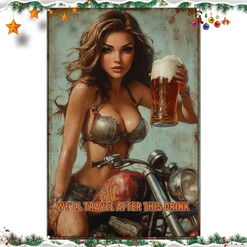 Vintage Metal Tin Sign Motorcycle Beer Wall Decor Retro Bar Pub Art 20x30cm белый