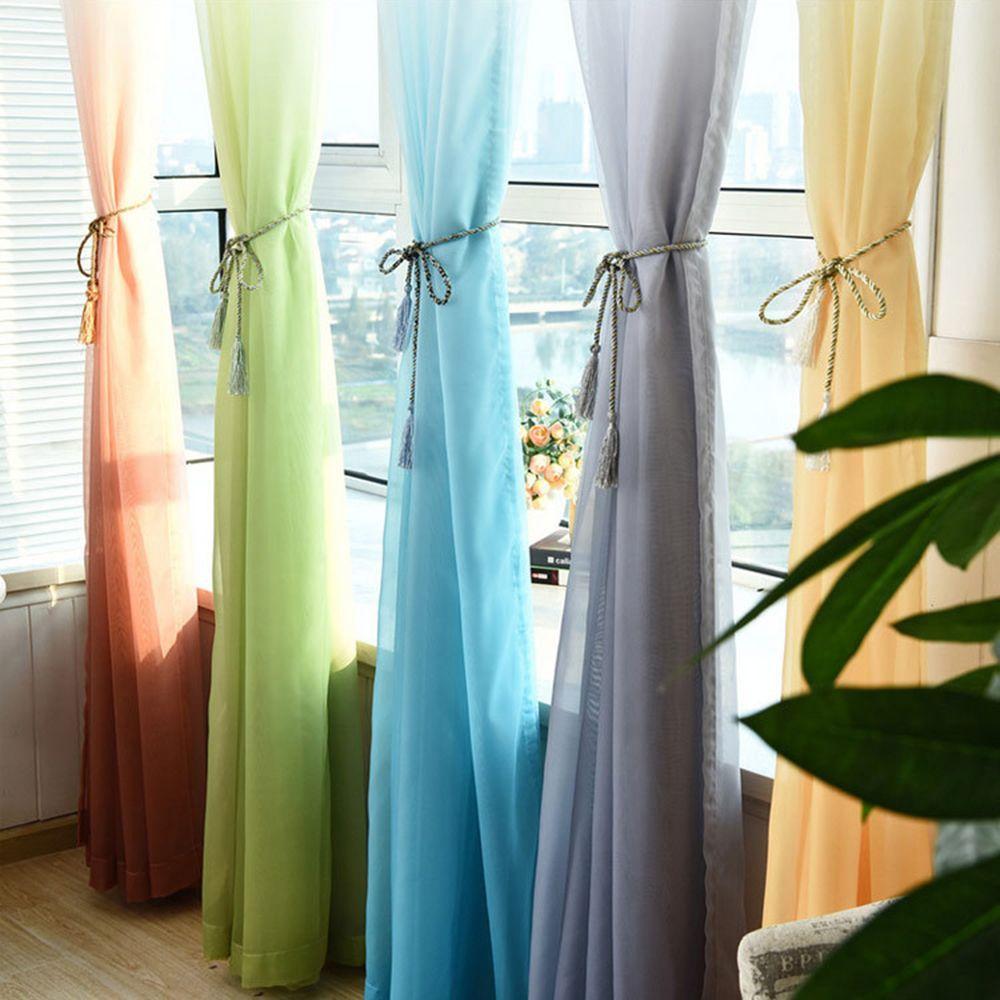 Fancy Gradient Color 3D Printed Curtains Single Panel Tulle Divider Sheer Voile