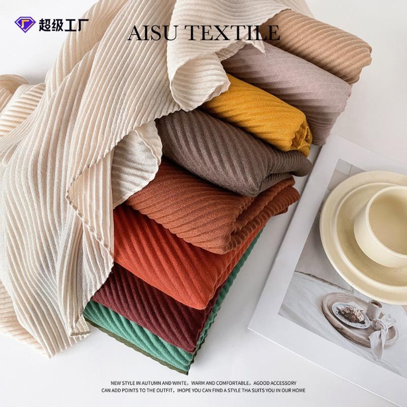 Solid color imitation cotton and linen silk scarf pleated women * 0cm square scarf imitation silk scarf headscarf