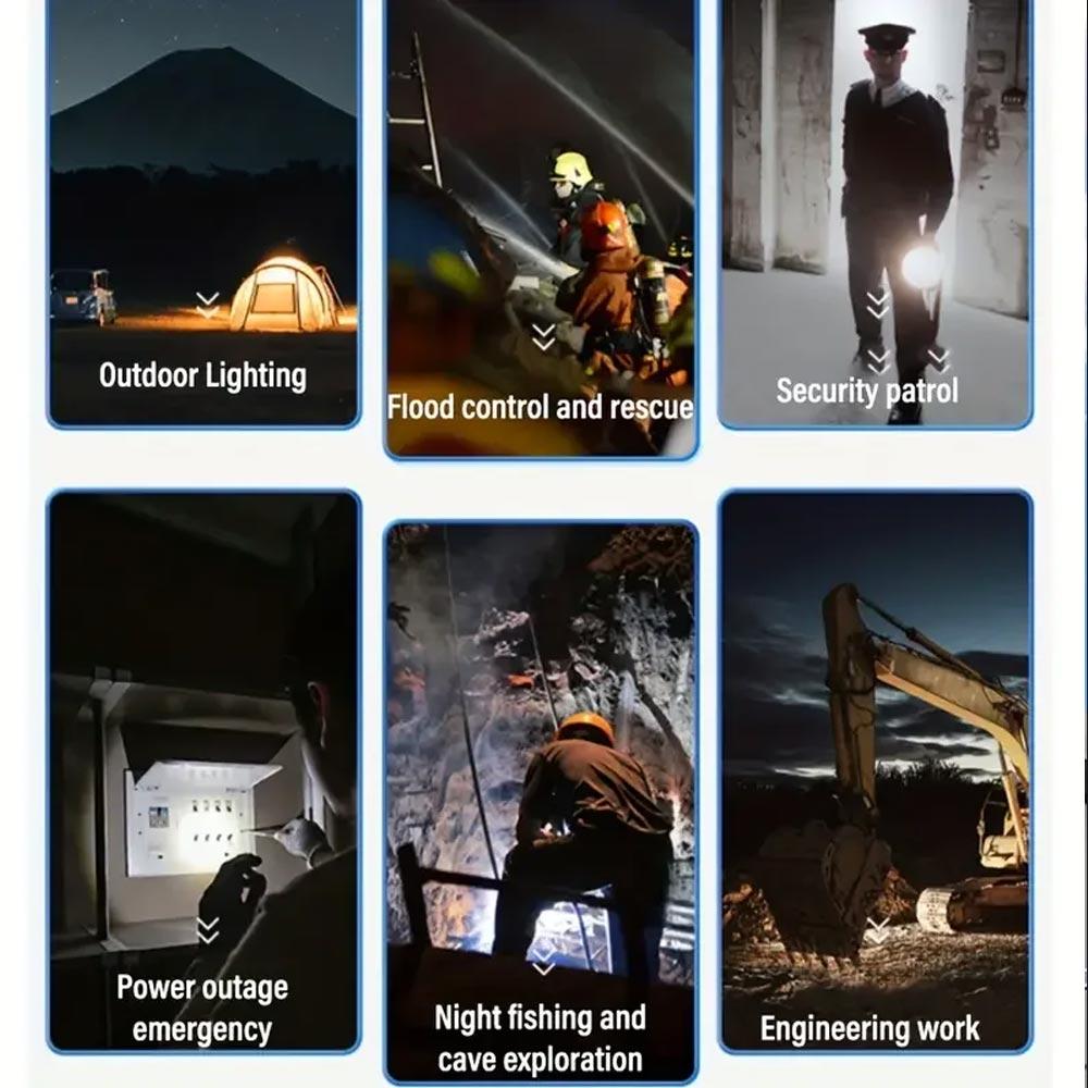 High Power Portable Led Flashlight COB Searchlight Spotlights Solar Panel USB Charging Torch with 1200mAh Lithium Battery