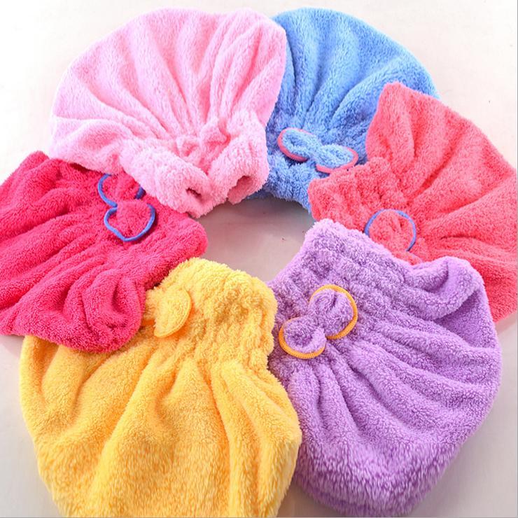 Textile microfiber hair turban quickly dry hair hat wrapped bath towel красный