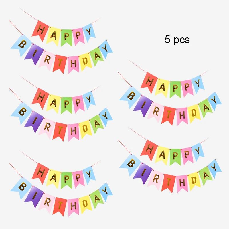 Happy Birthday Streamers Hot Stamping Dovetail Pull Flag Living Room Garden Mall Cafe Children Birthday Party Decoration Banners