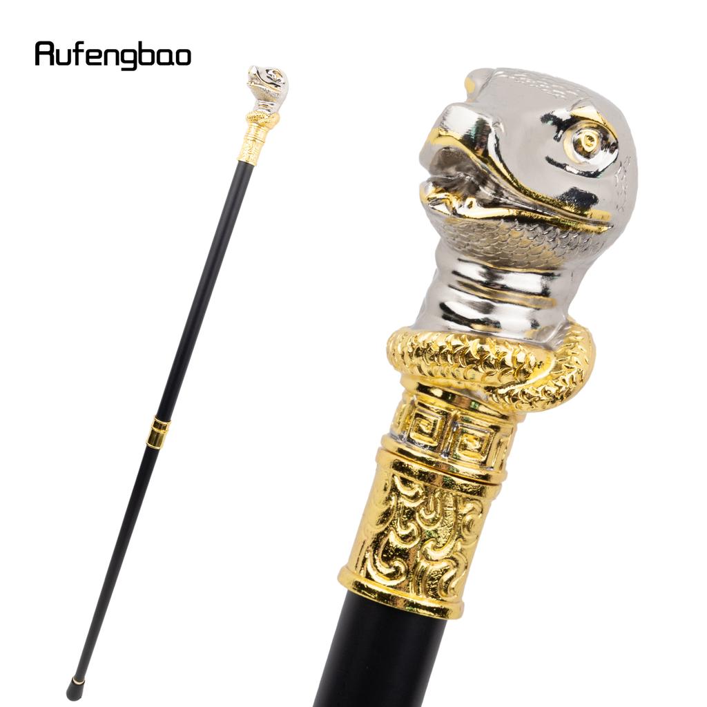 Goldene weiße Schlangenkobra Gentleman-Gehstock, modischer Gehstock, Gentleman-Gehstock mit Krummstabknauf, 92 cm