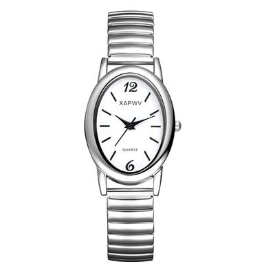 Damen Wasserdichte Silberuhr mit Elastikband: Stilvolle analoge Anzeige, Einheitsgröße, Edelstahlarmband, Quarzuhr, Mode