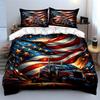 American Flag with Truck Design Bedding Duvet Cover Set Duvet Cover Pillowcases (1 * Duvet Cover 2 * Pillowcases, without duvet insert)