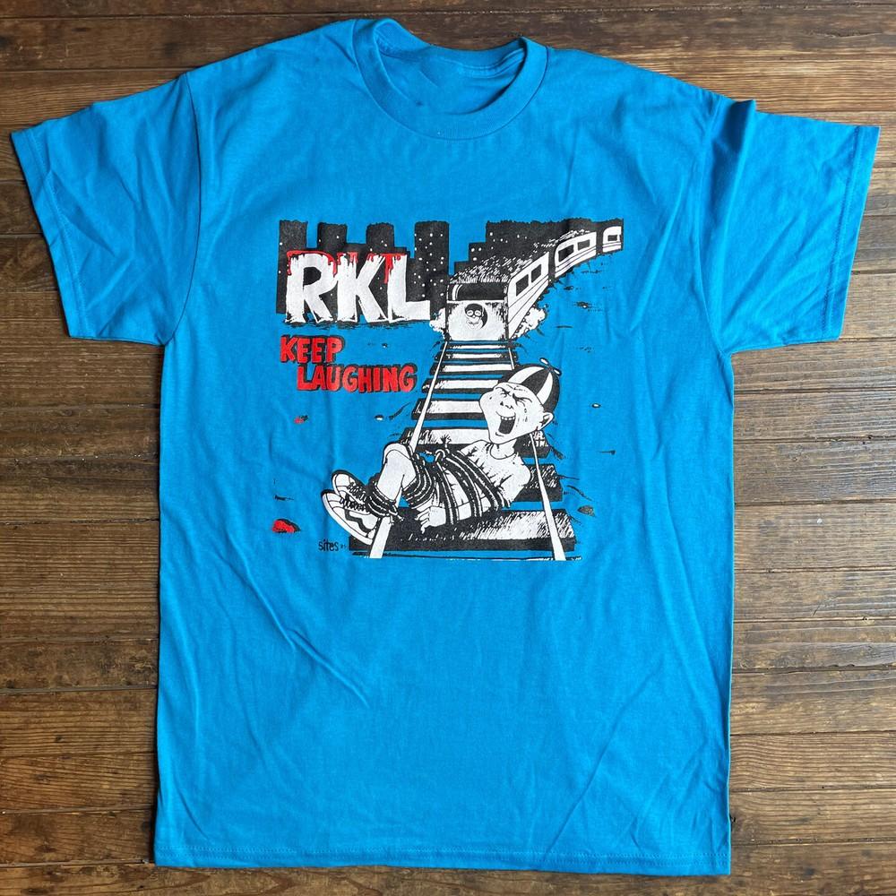 РАСПРОДАЖА Винтажная Хлопковая Синяя Футболка RKL Band Keep Launching Полного Размера Унисекс S