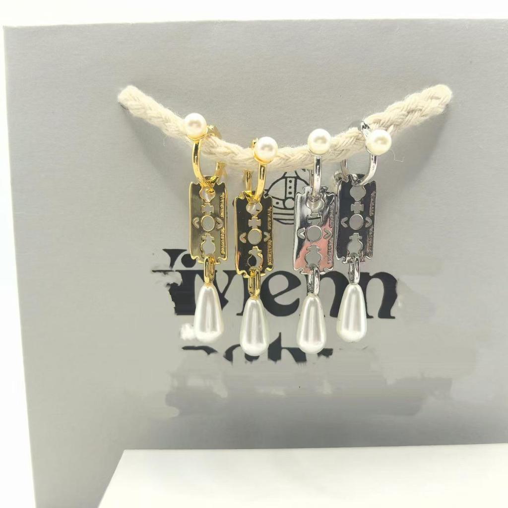 Kolczyki z Perłą Łzy Cesarzowej Wdowy Cixi z Pędzelkami - Moda Damska