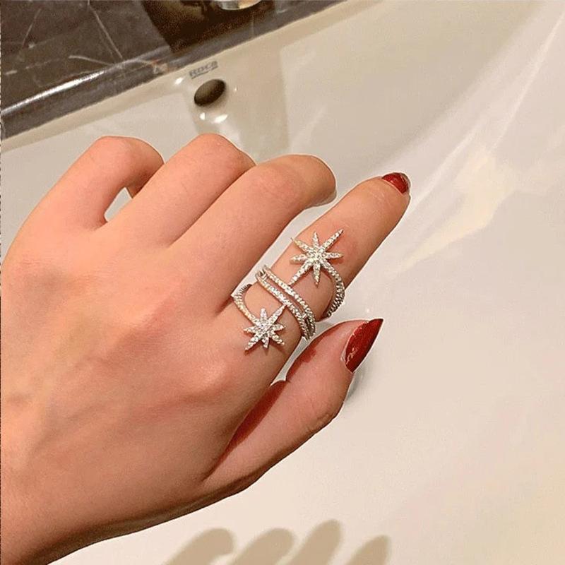 Light Luxury Niche Ring, Personalized Micro-Star Ring, Multi-Layer Surrounding Geometric Exquisite Jewelry