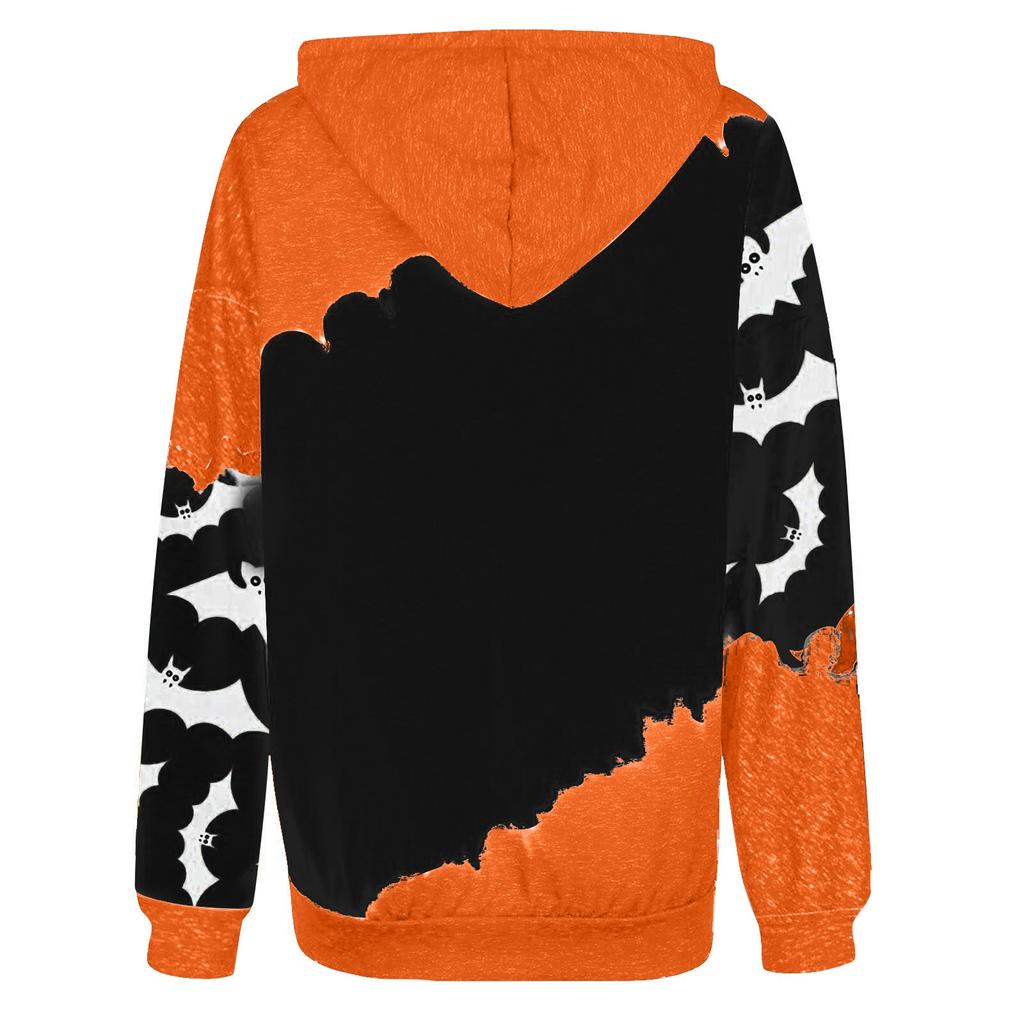 Women's Casual Fashion Halloween Print Long Sleeve Pullover Hooded Top