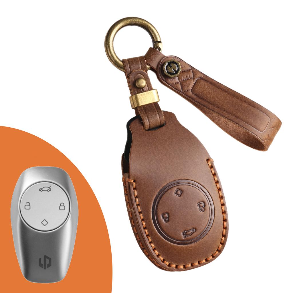 Car Key Protective Cover Is Suitable for Zero Run T03 Modified Men's and Women's Real Cowhide Key Case.