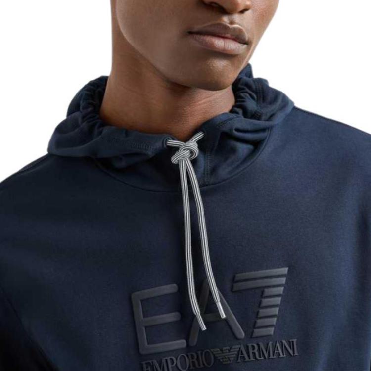 Emporio Armani EA7 SS25 Logo Letter Hooded Drawstring Long Sleeve Sweatshirt Men Sweatshirt Navy-Blue 7M000230-AF13512-UB102