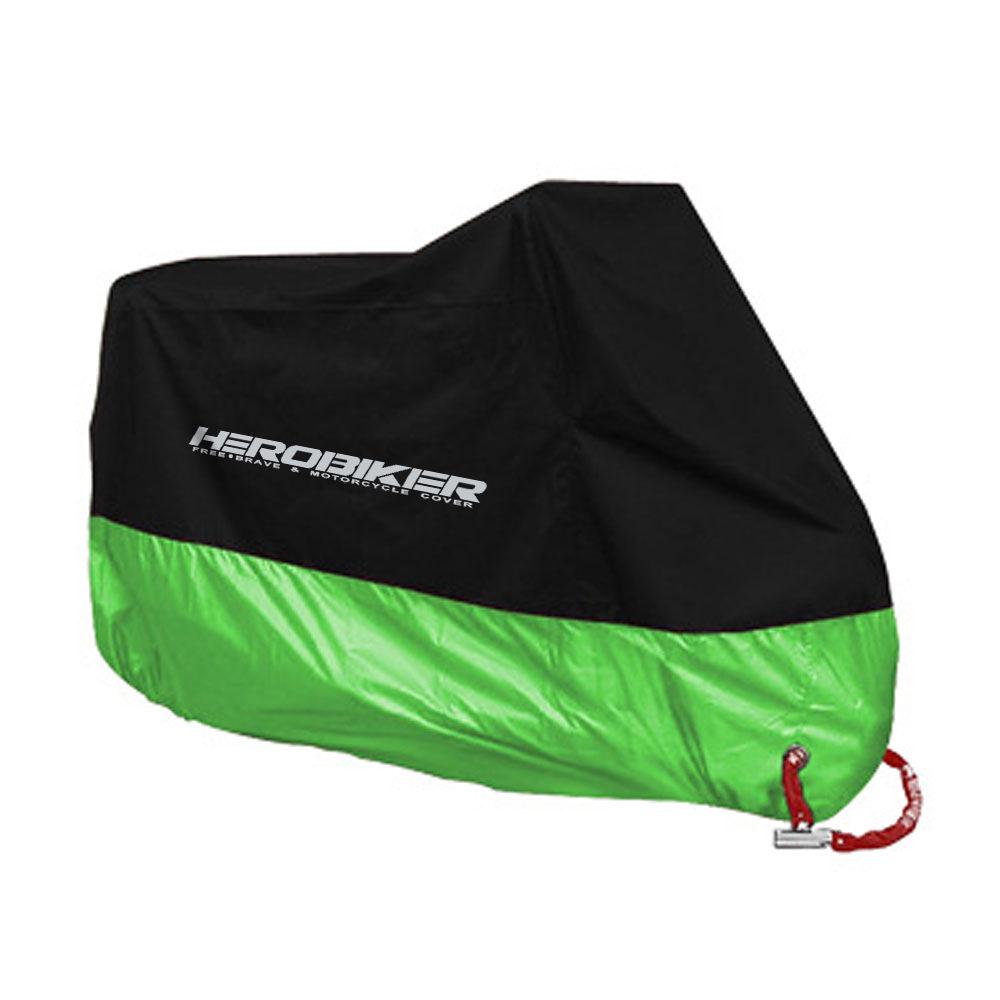 

Herobiker Waterproof Motorcycle & Car Cover: Reflective, Sunscreen, Dustproof, Portable. M чёрный/зелёный