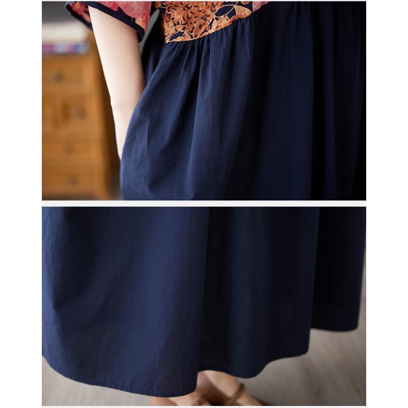 Dimanaf 2025 Talla Grande Verano Mujeres Vestido Básico Estampado Floral Vintage Casual Suelto Empalmado Vestido Largo