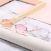 Diamond Cutting Reading Eyeglasses Alloy Rimless Women Pink Gradient Reading Glasses Woman Rhinestone Metal Anti Blue +3.0