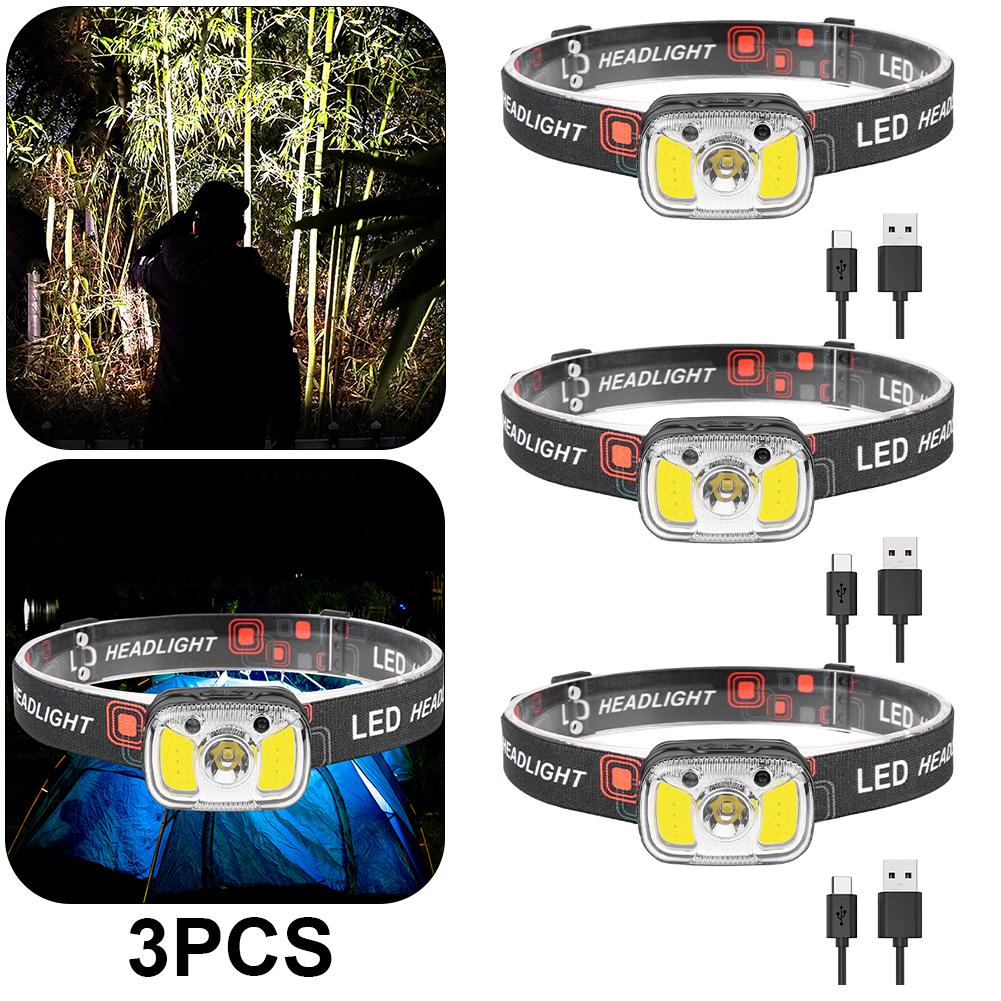 XPG+COB Headlight 550LM 1200mAh Type-C USB Rechargeable IPX4 Waterproof AU