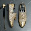Men Wedding Tassels Leather Casual Shoes Luxury Designer Pointed Gold Sequin Loafers Brand Dress Evening Footwear Zapatos Hombre