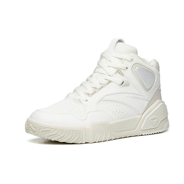 Anta Life Collection, Flame Slip Resistant Abrasion Resistant High Top Skateboard Shoes Men's White Gray 112238090R-1