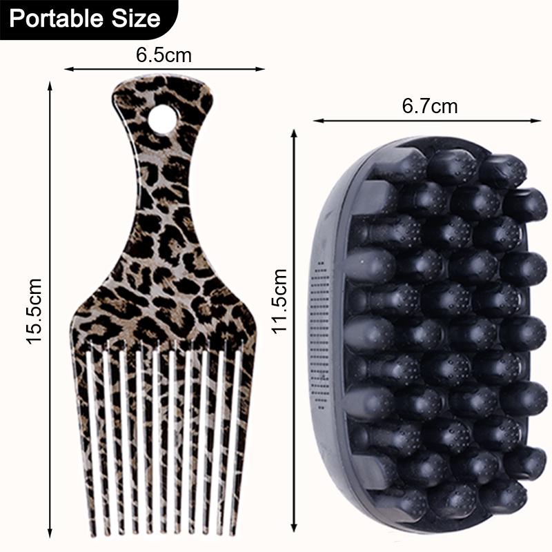 2pcs/set Professional Rubber Washable Afro Sponge Soft Hair Coil Wave Dreadlock Natural Fork Comb Salon Hair Styling Tools Kit